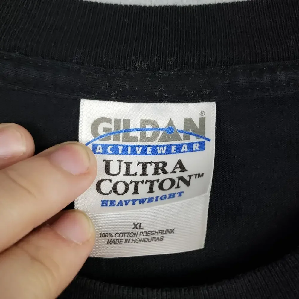 Y2K Campus Chaos Black Graphic Tee Money Good Napster Bad Cop Humor 2000 Size XL - Picture 5 of 8